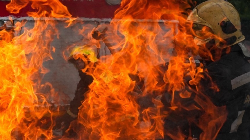 В Темрюкском районе Кубани спасатели тушат камыш, загоревшийся возле заправки