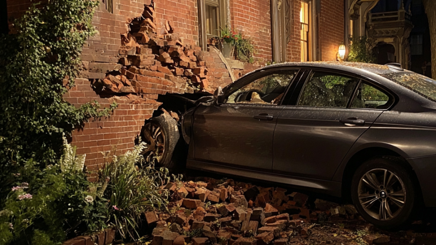 Двое мужчин угнали автомобиль с женщиной внутри и врезались в дом престарелых