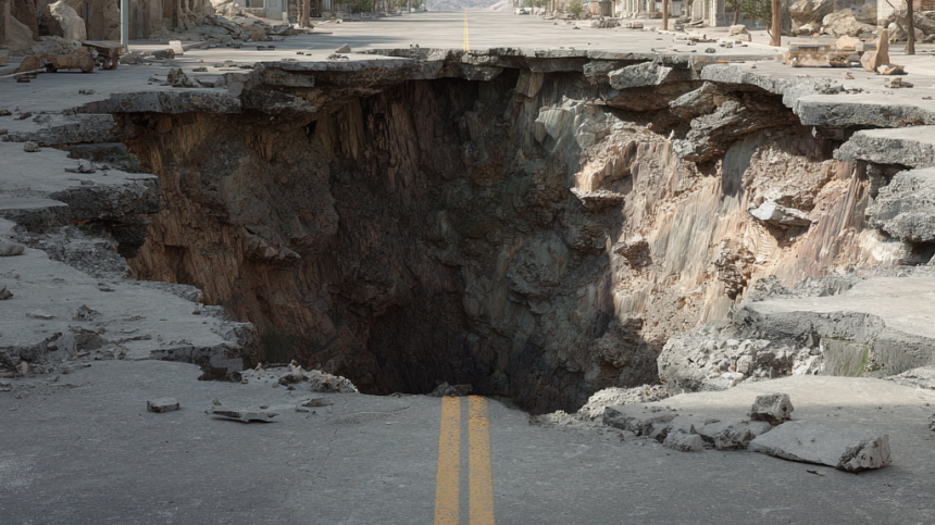 Посреди дороги в Шанхае образовалась Дыра в ад